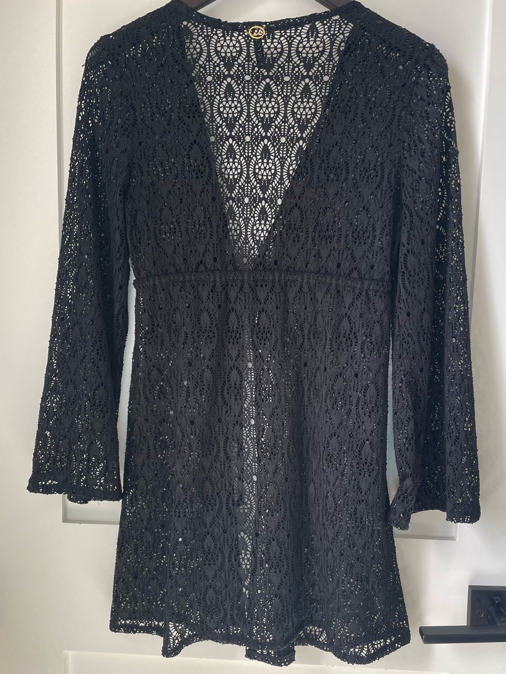JANTZEN Black Crochet Swim Cover-Up | Medium